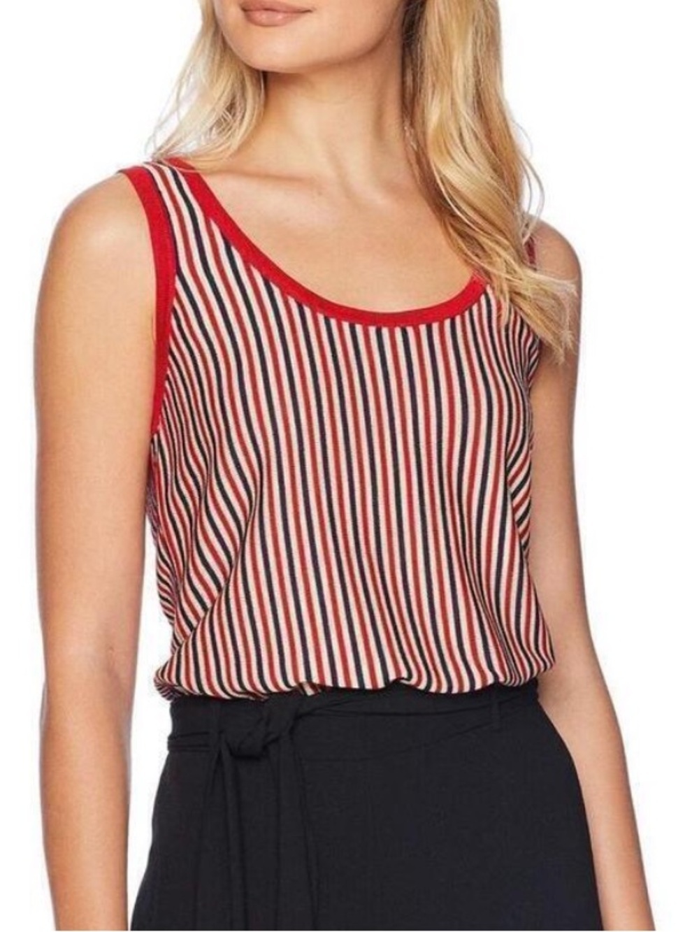 NEW Anne Klein tank Top XLarge Red White Striped Sleeveless career work
